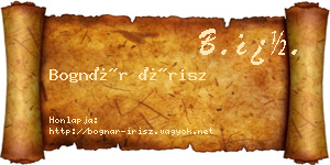 Bognár Írisz névjegykártya